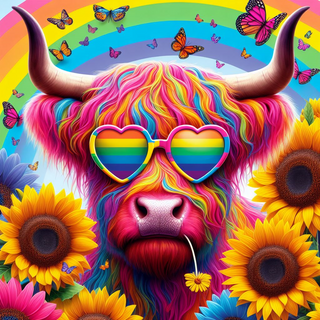 Highland Cow Rainbow Pride 20oz Tumbler Wrap