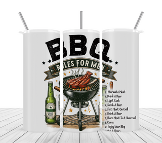 "BBQ Rules For Men" 20oz Tumbler Wrap (Copy)