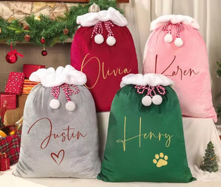 Embroidered Velvet Santa Sack