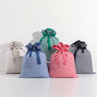 Embroidered Gingham Santa Sack