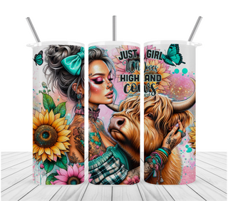 "Just A Girl Who Loves Highland Cows" 20oz Tumbler Wrap