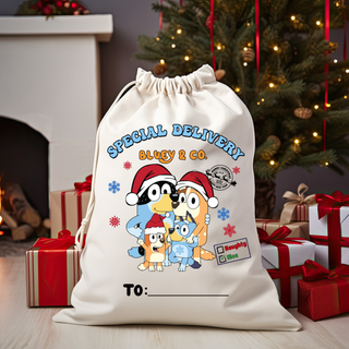 Lux Label & Co. SPECIAL DELIVERY FROM BLUEYS FAMILY Santa Sack Size DTF Print