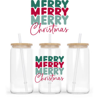 Lux Label & Co. Uv DTF Print Wraps MERRY MERRY MERRY CHRISTMAS - INSTOCK Single Decal UV DTF