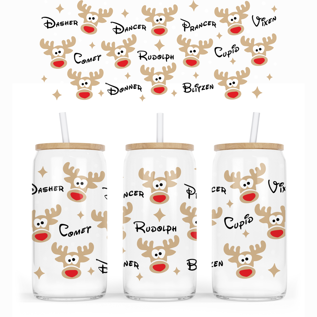 REINDEERS INSTOCK 16 OZ UV DTF WRAP Hustle Print Studio
