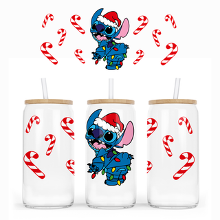Lux Label & Co. Uv DTF Print Wraps STITCH CANDY CANES -INSTOCK 16 OZ UV DTF WRAP