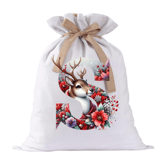 LUXYHUSTLE S DEER SPARKLE LETTERS -  Santa Sack Size DTF Print