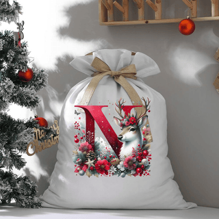 LUXYHUSTLE N DEER SPARKLE LETTERS -  Santa Sack Size DTF Print