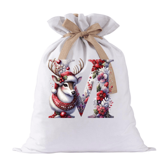 LUXYHUSTLE M DEER SPARKLE LETTERS -  Santa Sack Size DTF Print