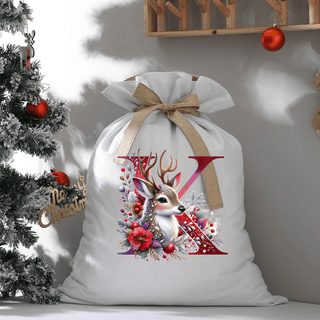 LUXYHUSTLE K DEER SPARKLE LETTERS -  Santa Sack Size DTF Print