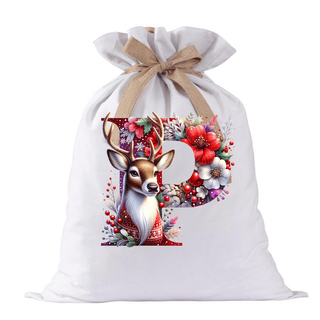 LUXYHUSTLE P DEER SPARKLE LETTERS -  Santa Sack Size DTF Print