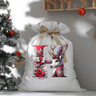 LUXYHUSTLE H DEER SPARKLE LETTERS -  Santa Sack Size DTF Print
