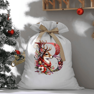 LUXYHUSTLE B DEER SPARKLE LETTERS -  Santa Sack Size DTF Print